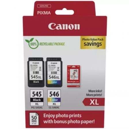 PG-545XL/CL-546XL PHOTO VALUE - 4x6 Phot Paper(GP-501 50sheets) + XL Black & XL Colour Cartridges