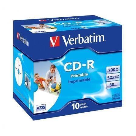 CD-R Verbatim | 52X 700MB 80Min | Caixa Jewel | Pack 10 Unidades