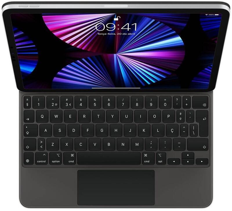 Apple Magic Keyboard - Teclado e pasta de folio - com trackpad - retroiluminação - Apple Smart connector - QWERTY - Português - para 10.9-inch iPad Air (4th and 5th generation), 11-inch iPad Pro (1st