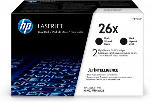 Toner LaserJet | HP | 26X | 2-Pack | Preto | Alta Capacidade | CF226XD