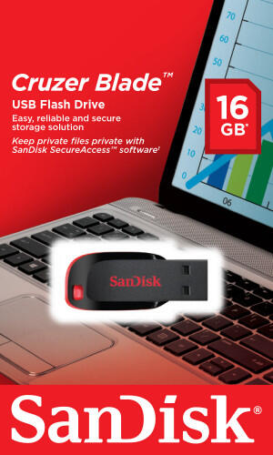 Sandisk Cruzer Blade unidad flash USB 16 GB USB tipo A 2.0 Negro, Rojo - 28979