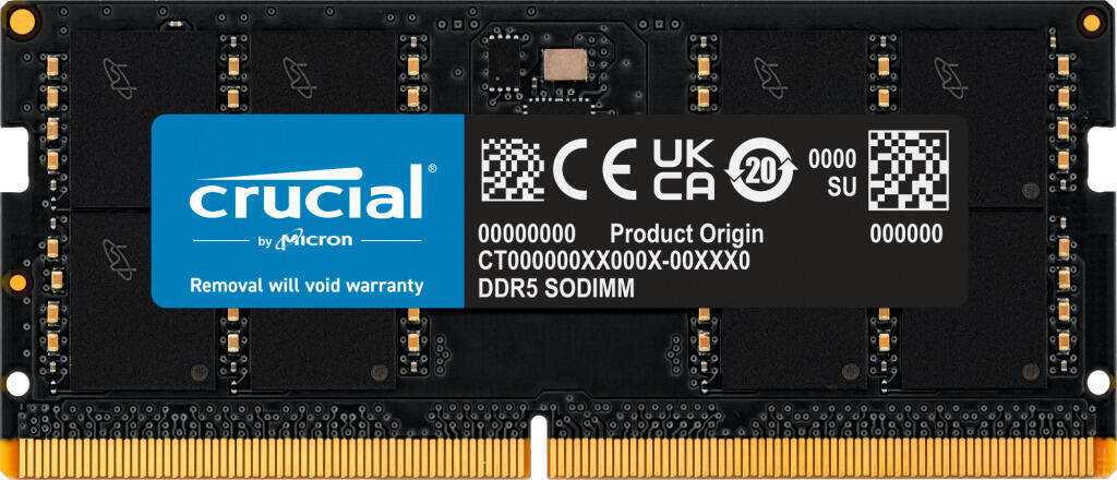 Crucial - DDR5 - mÃ³dulo - 32 GB - SO DIMM 262-pinos - 4800 MHz / PC5-38400 - CL40 - 1.1 V - unbuffered - sem ECC