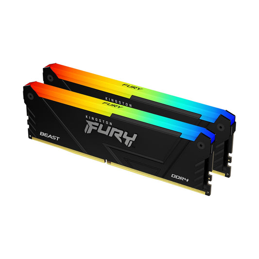 Kingston FURY Beast RGB - DDR4 - kit - 32 GB: 2 x 16 GB - DIMM 288-pin - 3200 MHz / PC4-25600 - CL16 - 1.35 V - unbuffered - sem ECC