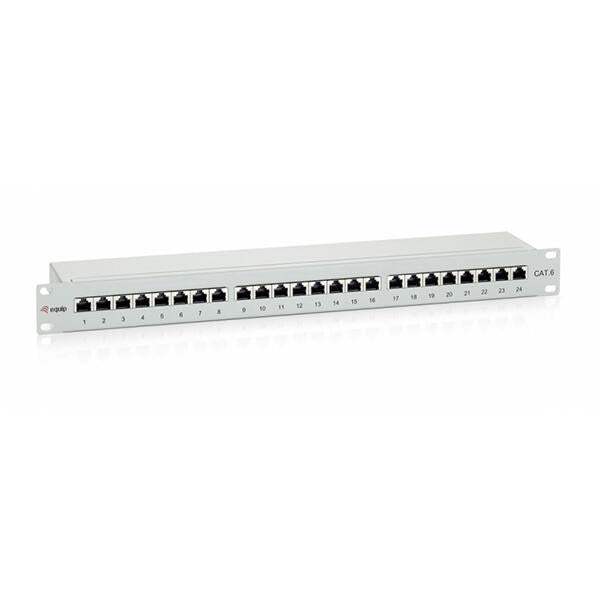 CAT.6 Patch Panel 24-Port 19 inch 1U Black, Shielded