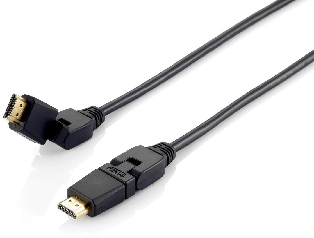 Cabo HDMI com Ethernet, black 2,0m, swivel - preto