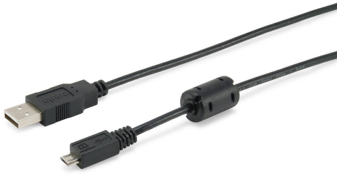 USB 2.0 Cable A -> MicroB, 1.0m, M/M, black com Ferrite Core