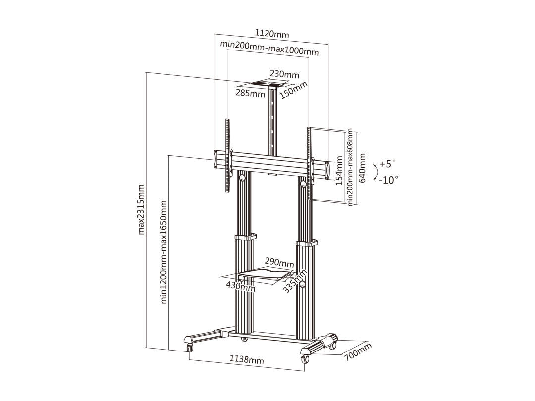 EQUIP ERGO SUPORTE CHAO MOVEL HORIZONTAL 60">100" 650605