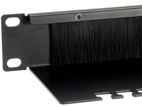 19" panel 1U, with brush and cable holder, Black