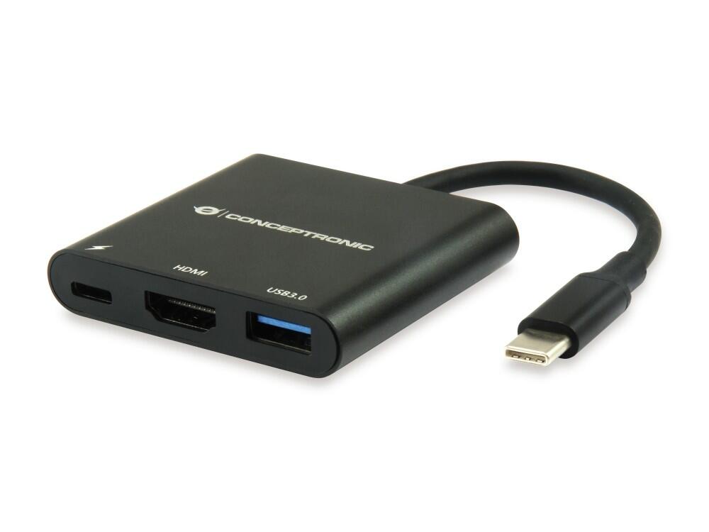 Hub USB-C | Conceptronic | DONN01B | 3-em-1 para HDMI