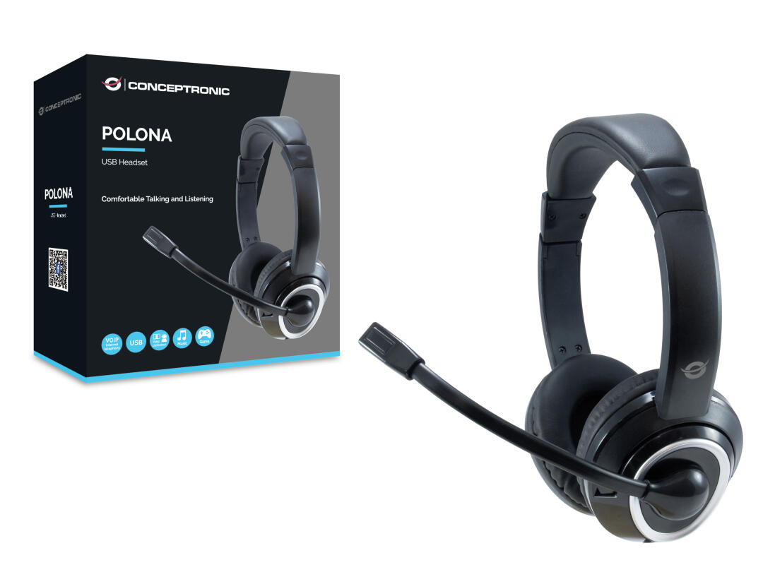 CONCEPTRONIC HEADSET POLONA USB BLACK