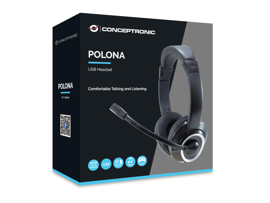 CONCEPTRONIC HEADSET POLONA USB BLACK