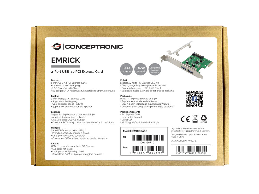 EMRICK 2-Port USB 3.0 PCIe Card