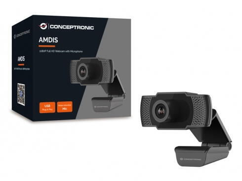 Webcam Full HD | AMDIS | 1080P | com Microfone e Foco Ajustável