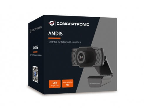 Webcam Full HD | AMDIS | 1080P | com Microfone e Foco Ajustável