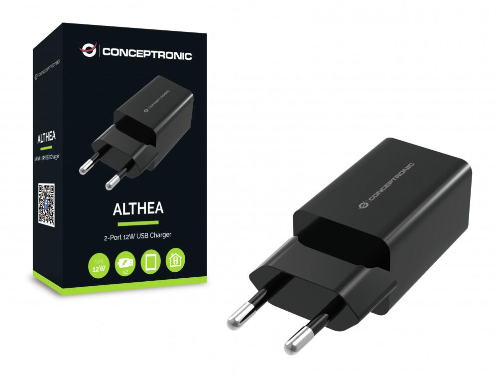 Carregador USB | ALTHEA | ALTHEA06B | 2-Portas | 12W