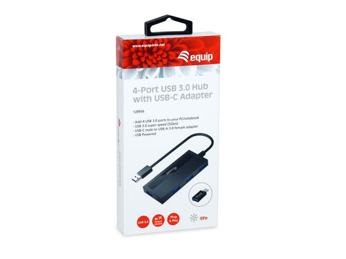 4-Port USB 3.0 Hub with USB-C Adapter