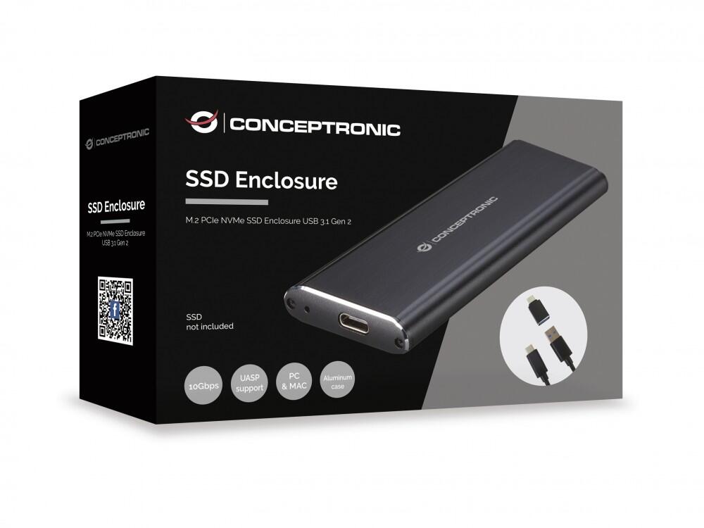 Caixa Externa SSD | Conceptronic | DDE01B | M.2 PCIe NVMe | USB 3.2