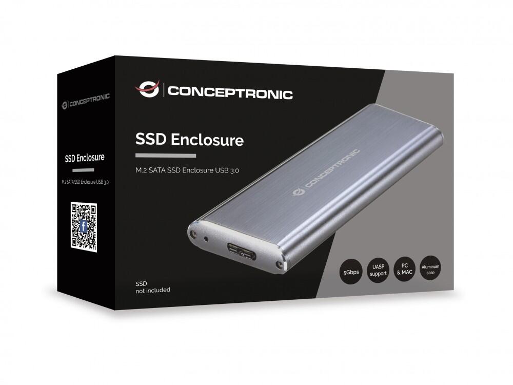 Caixa Externa SSD | DDE03G | M.2 SATA | USB 3.0 | Preto