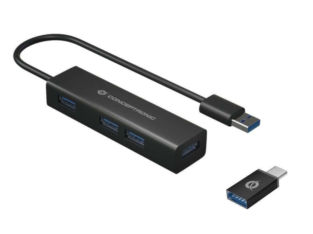 HUBBIES 4-Port-USB 3.0-Hub und OTG-Adapter fur USB-C - HUBBIES06B