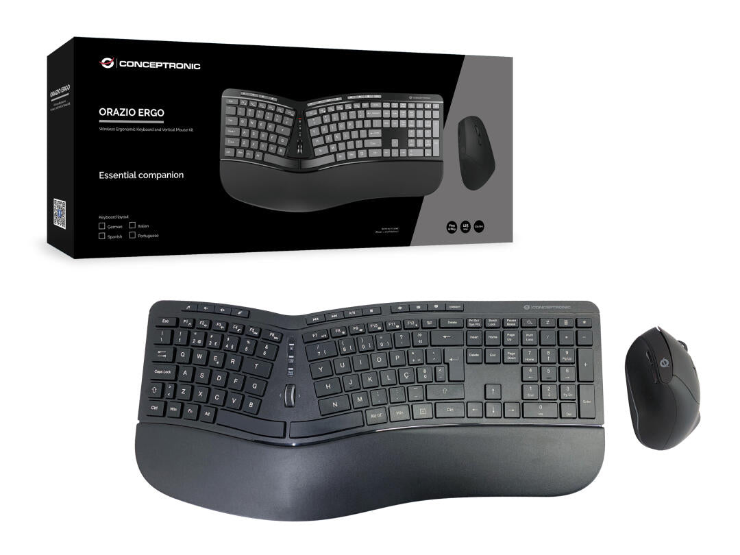 ORAZIO ERGO Wireless Keyboard and Mouse Combo, Portuguese layout