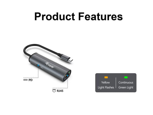 USB-C to RJ45 Gigabit Network + PD Adapter