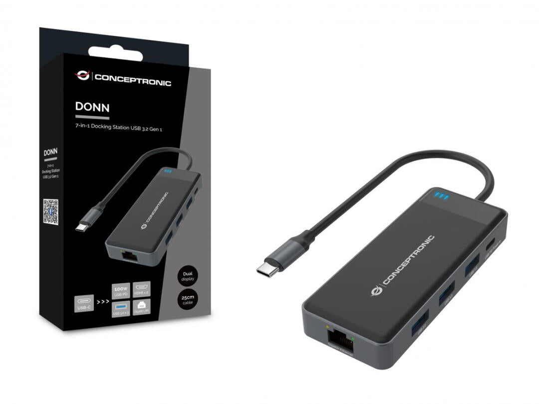 Dock USB-C | Conceptronic | Dual HDMI | 3xUSB3.0 | RJ45 | PD100W