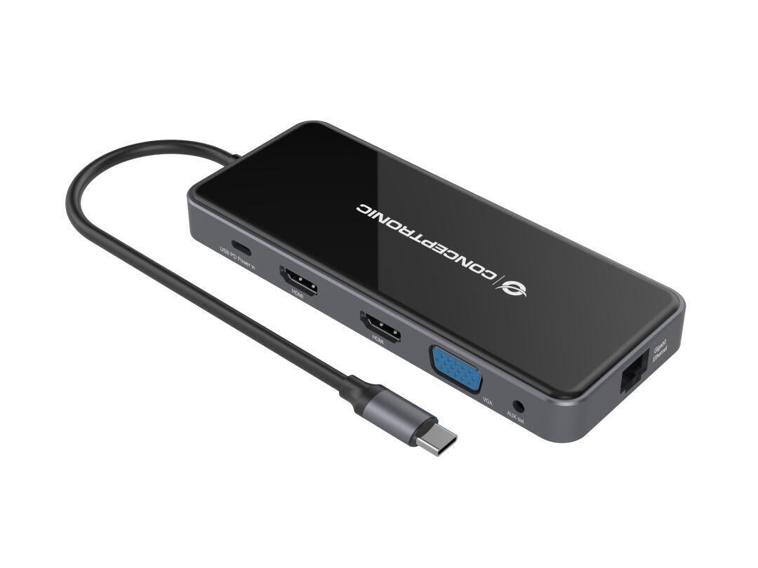 Docking Station USB-C | Conceptronic | 12 em 1 | 3 monitores | 100W