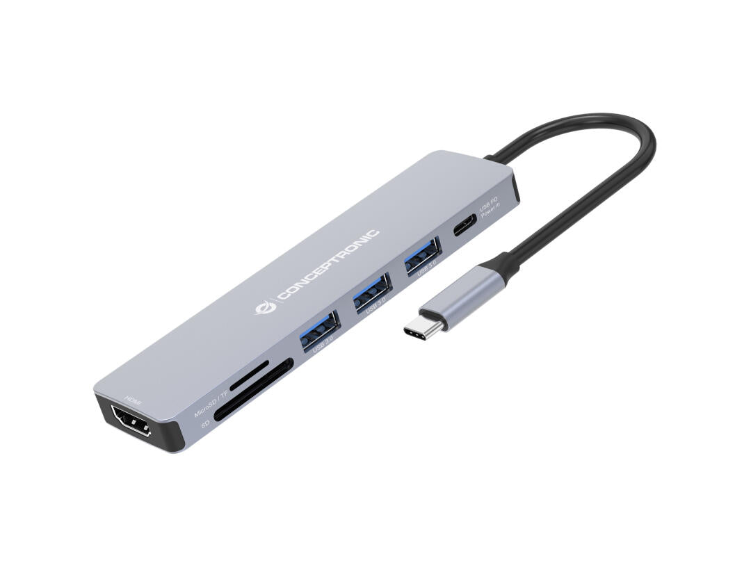 Docking Station | Conceptronic | USB-C HDMI 3xUSB3 Card Reader PD 100W