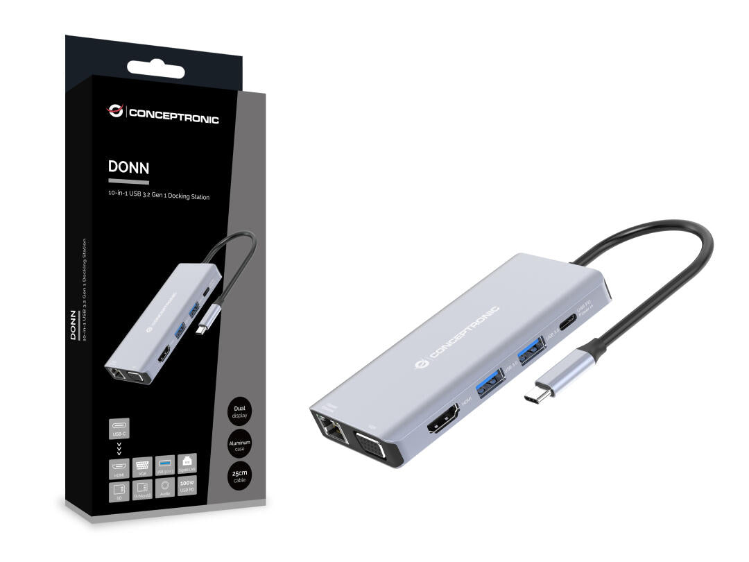 Docking Station USB-C | Conceptronic | 7em1 | HDMI | VGA | USB3 | RJ45