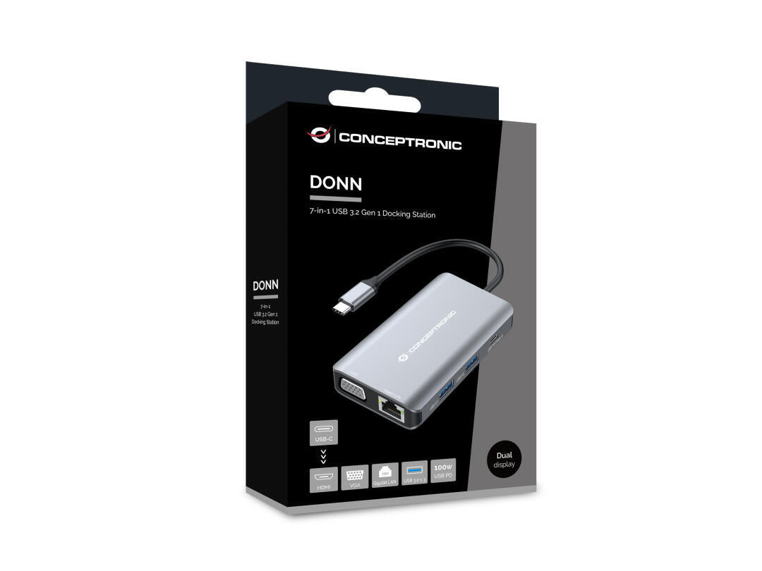 Docking Station USB-C | Conceptronic | HDMI | VGA | USB3 | RJ45