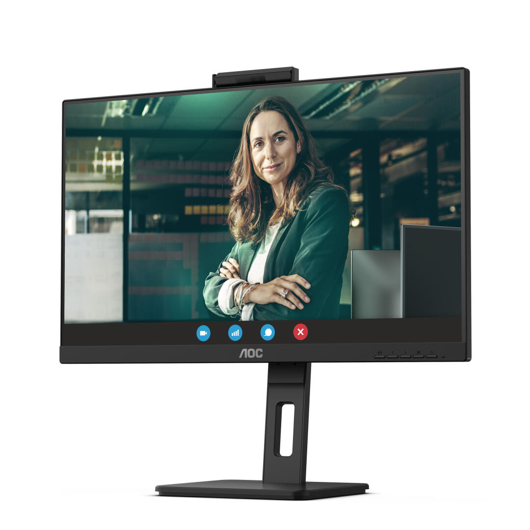 AOC MONITOR IPS 24" (23.8) 16:9 FHD HDMI DP USB COLUNAS WEBCAM HAS PIVOT 24P3QW