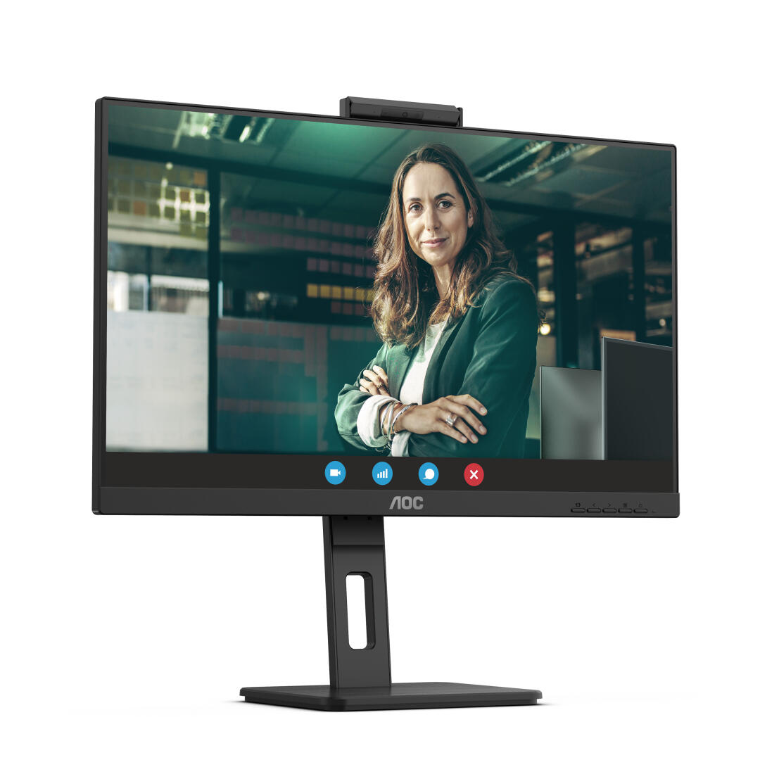 AOC MONITOR IPS 24" (23.8) 16:9 FHD HDMI DP USB COLUNAS WEBCAM HAS PIVOT 24P3QW