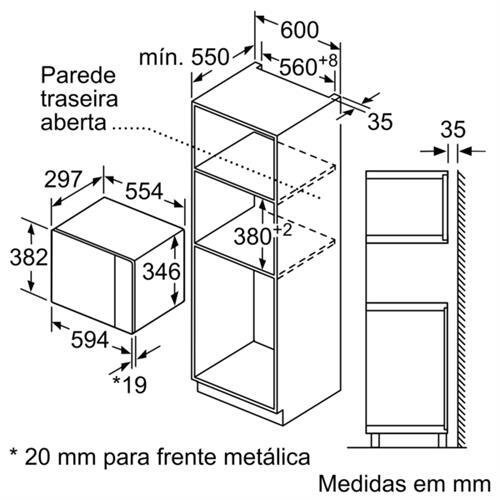 Micro-ondas Bosch Serie 6 BFL524MS0 | Embutível | Inox | 20L