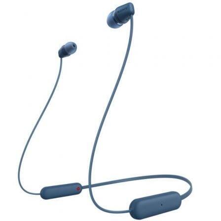 WIC-100L - Auriculares In Ear Bluetooth. O cabo assenta confortavelmente Ã  volta do pescoÃ§o. AtÃ© 25h de autonomia. ClassificaÃ§Ã£o IPX44 e compatÃ­vel com a app Sony. Headphones Connect. Cor : Azul