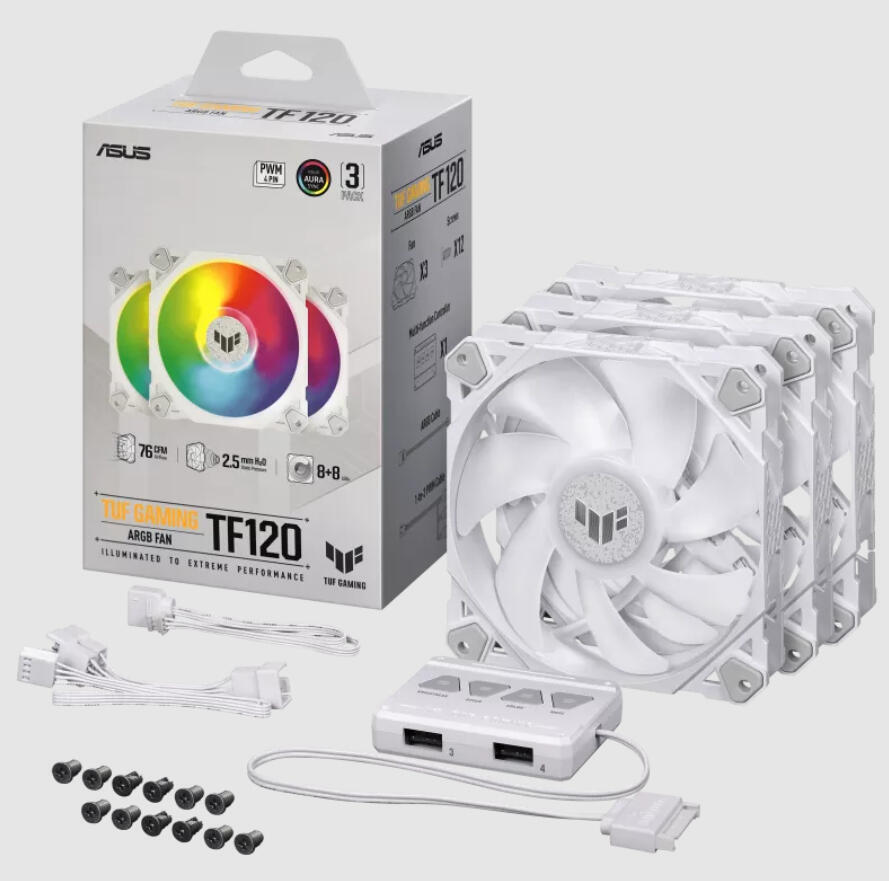 Ventoinha | TUF GAMING | TF120 ARGB White Edition | 3 em 1 | RGB