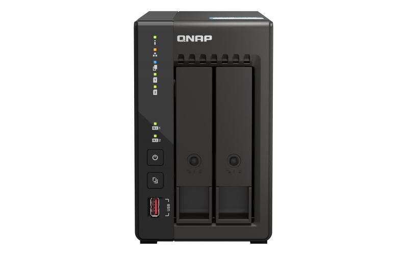 QNAP TS-253E - Servidor NAS - 2 baias - SATA 6Gb/s - RAID (expansÃ£o de disco rÃ­gido) RAID 0, 1, 5, 6, 10, 50, JBOD, 60 - RAM 8 GB - 2.5 Gigabit Ethernet - iSCSI assistÃªncia