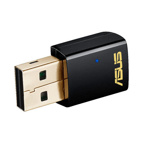 TARJETA DE RED WIRELESS ASUS USB-AC51,USB2.0,AC600 DUALBAND,802.11AC, 433/150MBPS,2.4GHZ/5GHZ,NEGRO - 90IG00I0-BM0G00