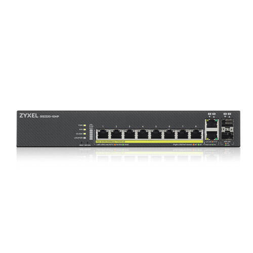 Zyxel GS2220-10HP-EU0101F switch Gestionado L2 Gigabit Ethernet (10/100/1000) EnergÃ­a sobre Ethernet (PoE) Negro - 1347620