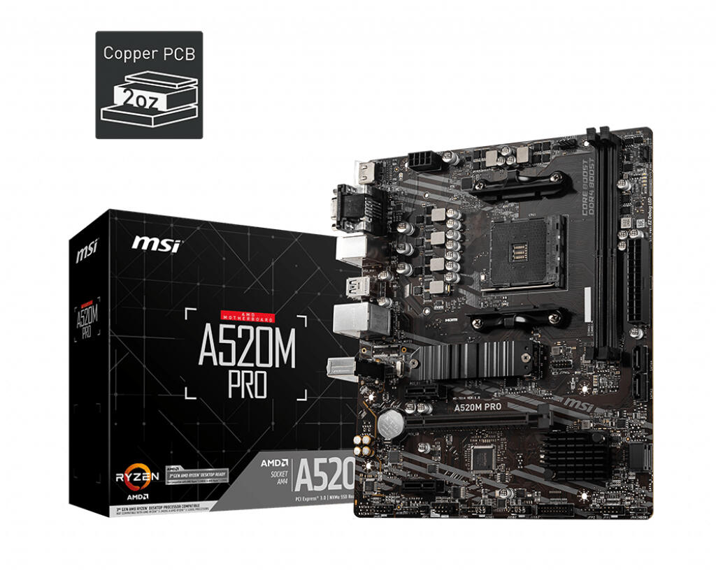 Motherboard MSI | A520M PRO | m-ATX | DDR4 | Slot M.2