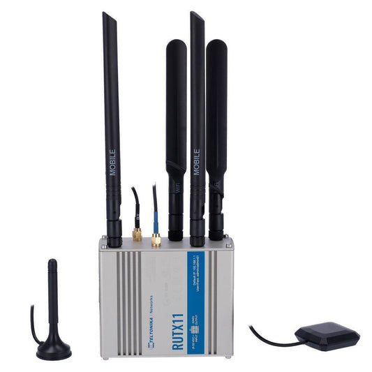 Teltonika Router 4G Industrial - Dual SIM 4G Cat 6 - Wi-Fi 5 - Bluetooth LE 4.0 - Posicionamiento GNSS - 4 puertos Ethernet RJ45 Gigabit - TK-RUTX11