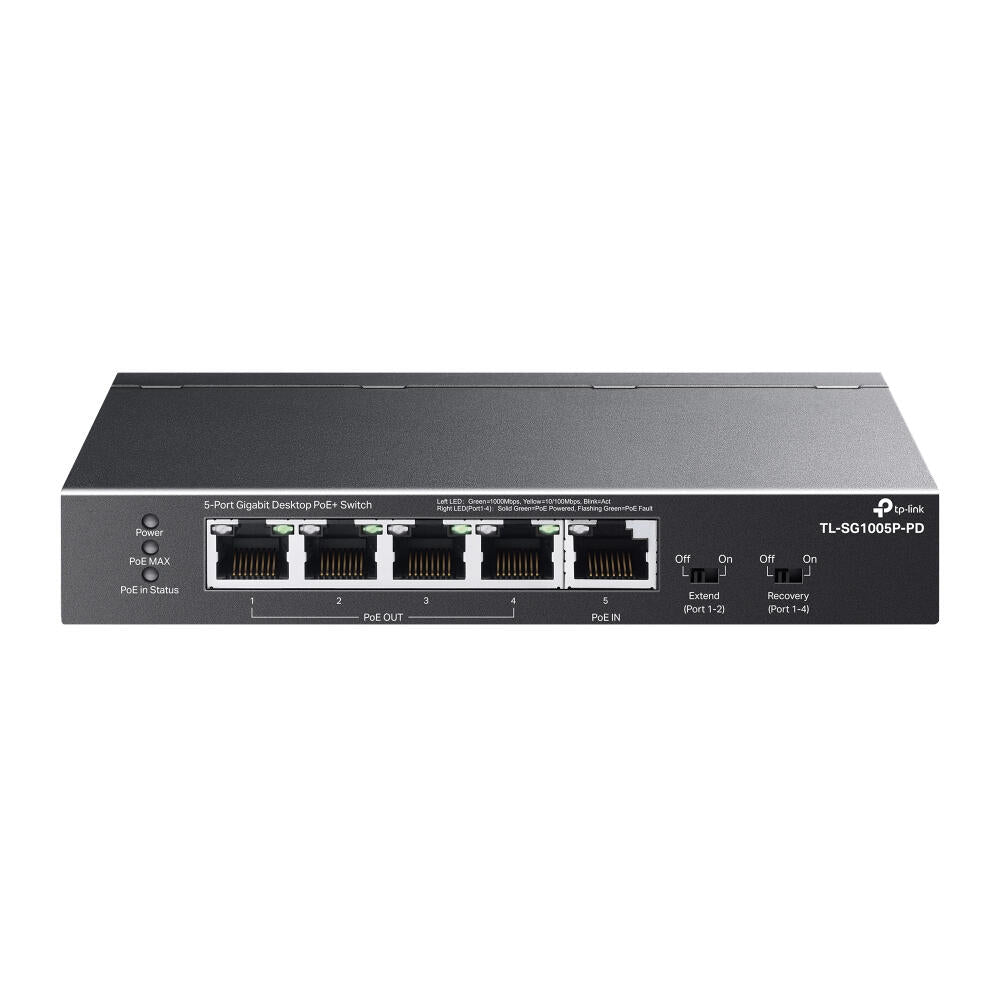 5-Port Gigabit Desktop PoE+ Switch with 1-Port PoE++ In and 4-Port PoE+Out