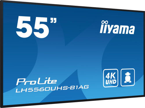 iiyama PROLITE Pizarra de caballete digital 139,7 cm (55") LED Wifi 500 cd / mÂ² 4K Ultra HD Negro Procesador incorporado Android 11 24/7 - 1370909