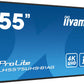 iiyama ProLite Pantalla plana para seÃ±alizaciÃ³n digital 138,7 cm (54.6") LCD Wifi 500 cd / mÂ² 4K Ultra HD Negro Procesador incorporado Android 11 24/7 - 1376649