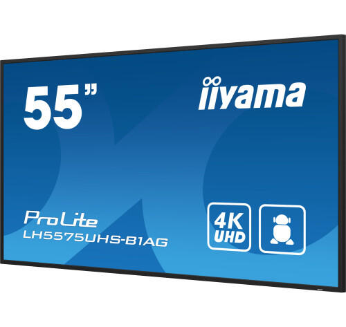 iiyama ProLite Pantalla plana para seÃ±alizaciÃ³n digital 138,7 cm (54.6") LCD Wifi 500 cd / mÂ² 4K Ultra HD Negro Procesador incorporado Android 11 24/7 - 1376649