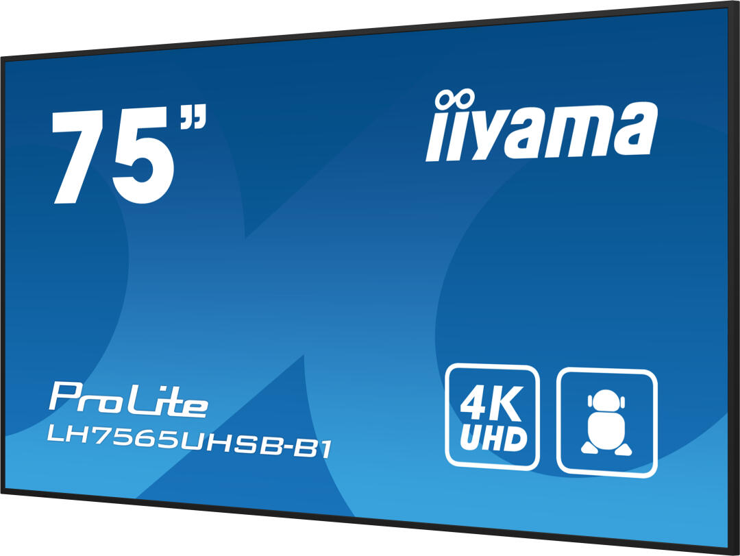 MONITOR IIYAMA 75" (LH7575UHS-B1AG) 3840X2160 / 4K UHD / 24/7 / 500 CD/M / 8MS / DP / 3XHDMI / MICRO SD SLOT / E-SHARE /IISIGNAGE 2 / RJ45 / SDM SLOT PC / ANDROID 11.0 - 1382399