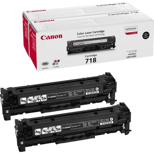 Toner Canon 718BK | LBP7200Cdn | Preto | Pack 2 Unidades