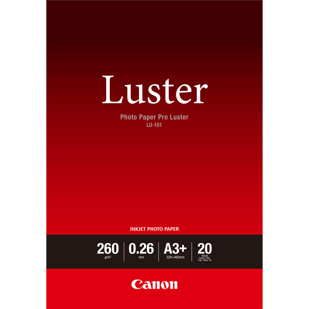 Papel Fotográfico Luster | Canon | LU-101 | A3+ | Pack de 20 Folhas