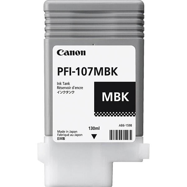 Tinteiro Canon | PFI-107MBK | Negro Mate | 130ml | Compatível IPF 670