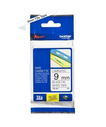 Fita Etiqueta | Brother | TZE-221 | Laminada | Branco/Preto | 9mm