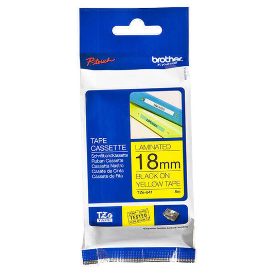 Fita Laminada 18 mm - Amarelo/Preto, para P-Touch